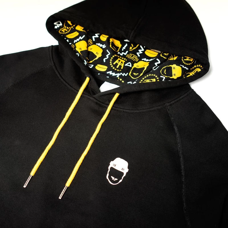 Spittin' Chiclets Printed Adult Hoodie - Black/Yellow - Image 2